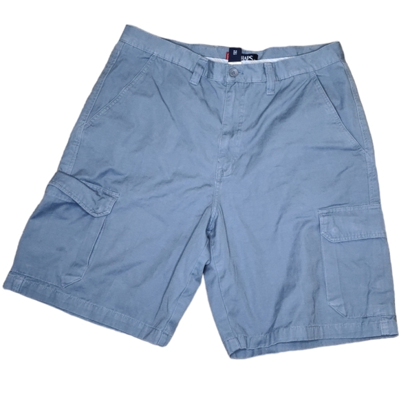 Chaps Shorts Chaps Cargo Shorts Mens Size 36 Blue Snap Pockets Flat Front Cotton Inseam